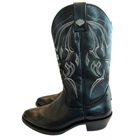 Harley Davidson Boots Leather Cowboy Western Mens Sz 9 WIDE  Black - Picture 4 of 14